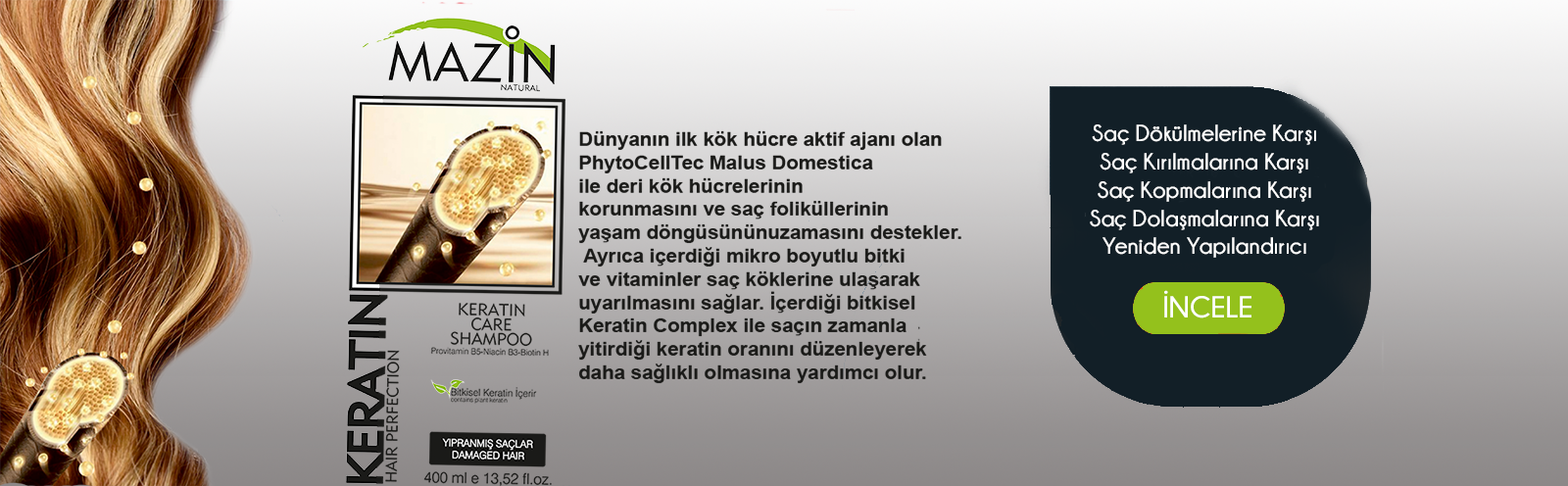 Mazin Kök hücre aktif ajanlı keratin bakım şampuanı